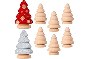 HEALLILY Wooden Peg Dolls Wood Christmas Tree Ornament Natural Wood Xmas Tree Figurine for DIY Arts Crafts 10Pcs