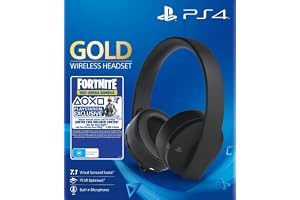 Gold Black Wireless 7.1 Gaming Headset with Fortnite Neo Versa Bundle PS4