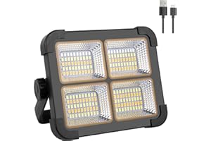 ErayLife 80W Rechargeable Work Light, 8000Lum Portable Solar LED Floodlight with 200LEDs/ USB Port/Magnetic/ 4 Lighting Modes, LED Camping Light for Emergency Fishing Workshop Garage
