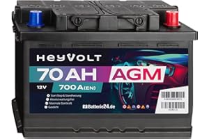 ‎BATTERIE24.DE HeyVolt AGM Autobatterie 12V 70Ah 700A/EN Starterbatterie, Start-Stop & Standheizung geeignet, absolut wartungsfrei