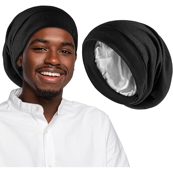 Bonnet De Nuit Satin Ajustable - Soin Cheveux, Sport, Unisexe Noir