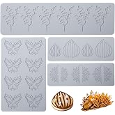 Sxutop 4 Pieces Silicone Lace Mat Lace Mould Silicone Leaf Shape Butterfly Onion and Taco 3D Moulds for Fondant Cake Decorati