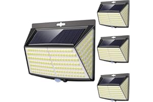 VIGHEP 【4 Pack】 228 LED Solar Security Lights Outdoor, Waterproof Outside Garden Lights Solar Powered with 270°Wide Angle Wireless Solar Fence Lights 3 Modes for Wall Patio Yard Pathway Garage (Cool White)