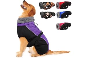 HJYOKUSO Manteau d'hiver pour Chien, Veste ImperméAble pour Chien, Veste d'hiver Chaude avec Doublure en Polaire, Manteau RéFlecteur Ajustable Et Confortable avec Trou pour Harnais pour Petits Et Moyens Chien