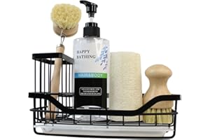 youjia Soporte Organizador para Fregadero de Cocina Soporte de Esponja de Acero Inoxidable Organizador de Cepillos con Bandeja de Goteo Extraíble