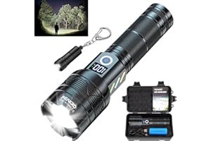 PEAKRO Torcia LED Ricaricabile, 90000 Lumen Torcia LED Potente Professionale, Torcia Tattica Militare Ricaricabili USB, IP65 Torce LED Alta Potenza per Campeggio Emergenza(Batteria 5000mAh)