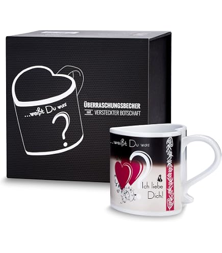 MoonWorks Tazza In Ceramica Bordeaux Con Frasi D'Amore 'Ich Deins Du Meins' E Panda – 325ml, Idea Regalo Di Coppia