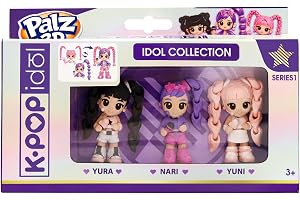 K-POP IDOL PALZ 3D 3-pack: Yura, Nari, Yuni samlarfigurer högartikulerade och utbytbara hårleksaker för barn från 3 år