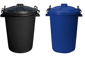 JMS we create smile Recycled Plastic 50L Blue or Black Colour Garden Bins/Compost Bin/Outdoor Bins (Black + Blue)