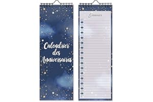 COCHIE Calendrier Perpetuel Anniversaire Mural Francais pour Famille, Bureau, Enfant (Starry)