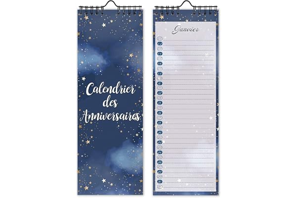 Calendrier Perpetuel Anniversaire Mural Francais pour Famille, Bureau, Enfant (Starry)