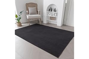 Evitany Short Pile Carpet Area Rugs Machine Washable Rug Anti-Slip Black Rug Bedside Rugs for Bedrooms Living room Kitchen(Black,60x120 cm)