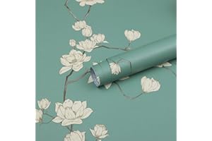 Fiula 44 Cm X 3 M Papel Pintado Autoadhesivo Con Flores Para Muebles Resistente Al Agua Para Muebles Vinilo Para Pared Cajón Armario Pared Salón Dormitorio Cocina Verde Y Blanco