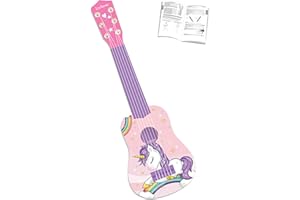 Lexibook, Unicorn, My First Guitar for children, 6 nylon strings, 21" long, guide included, pink, K200UNI