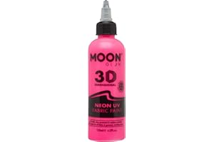 Moon Glow Vernice per tessuti Neon UV 3D - Vernice per tessuti per vestiti, magliette, borse, scarpe e tela, Rosa intenso, 125 ml (confezione da 1)