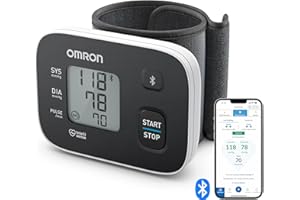 OMRON RS3 Misuratore di Pressione Arteriosa da Polso, Apparecchio Portatile per Misurare la Pressione e il Monitoraggio Dell'Ipertensione, Connessione Bluetooth, Bianco, Nero