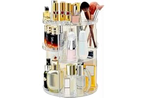 Hoiumlz 360° Drehbar Make Up Kosmetik Organizer Justierbarer Aufbewahrung Kosmetikbox Großer Kapazitäts Hautpflege Makeup Organizer für Eitelkeit und Badezimmer (Size2) (Rotate2)