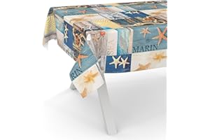 ANRO Wachstuchtischdecke Wachstischdecke Wachstuch Tischdecke abwaschbar Gartentischdecke Rund Oval Eckig Maritim 100x140cm Schnittkante