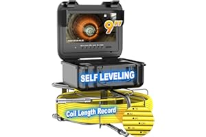 DNENELLR Telecamera Ispezione Tubi con DVR, Sonda con Telecamera per Ispezione Tubi Fognatura 45M, Autolivellante, Display a IPS da 9", Videoispezione per Tubazioni Impermeabile, Telecamera Endoscopica, 32GB
