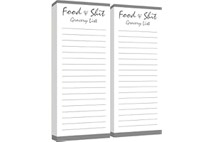 Hebayy 2 Paquets de Liste de Courses, Bloc-Notes Magnétique de 200 Feuilles, Liste de Courses Amusante Food & Shit, Memo Note à Déchirer, Planificateur de Tâches pour Réfrigérateur (7,6 cm x 20 cm)