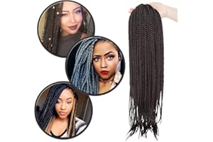 Silk-co 60cm Extension Treccine Africane di Capelli Intrecciati Lunghi Braiding Hair Extension Capelli Colorati a Trecce Braids-Nero Naturale