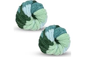 TSLBW Chunky Wool Yarn 250g × 2, Multi-Colored Knitting Yarn for Crochet, 2cm Soft Knitting Wool for Making Handmade Bags Hats Blankets Pillow Cushion Cat Bed