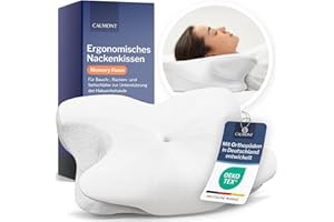‎CALMONT CALMONT - Orthopädisches Kissen für alle Schlaftypen I Nackenstützkissen für erholsamen Schlaf I Memory Foam Kissen für ideale Anpassung I Kopfkissen Nackenschmerzen ergonomisches Kopfkissen (Weiß)