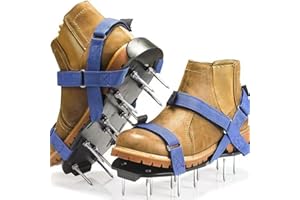 RZJZGZ Lawn Aerator Shoes with Heavy Duty Buckle Grass Spike Soil Aeration Shoes for Lawn Aeration, Pre-Assembled Lawn Scarifier and Aerator for Lawns Yard Garden Grass - One Size Fits All (Blue)