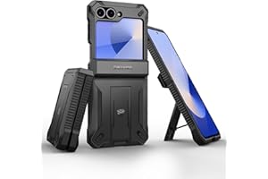 Dexnor for Samsung Galaxy Z Flip 6 Case with Stand & Hinge Protection & Front Screen Protector, Dual-layer Rugged Bumper Case Shockproof Full-body Protective Cover for Galaxy Z Flip 6 - Black