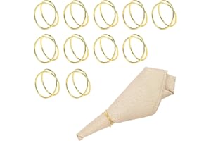 0XBIT 12 Stück Runder Serviettenring Gold, Serviettenringe Gold, Serviettenringe, Doppelspiralkreis-Design, Geeignet für Party-Bankett-Abendessen