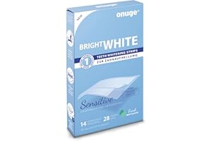 ‎ONUGE Onuge Bright White Sensitive - 28 Bleaching-Strips zur Zahnaufhellung - speziell für empfindliche Zähne – Anti-Rutsch Formel ohne Peroxid – Professionelles Home-Bleaching-Set für 14 Tage