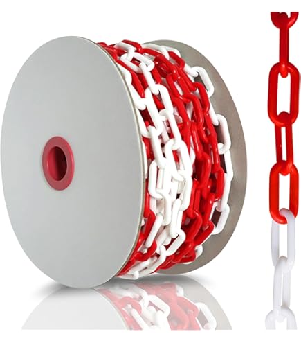 Catena Di Sicurezza In Plastica 25m - Rosso/Bianco Per Cantieri E Delimitazione - Foto 6