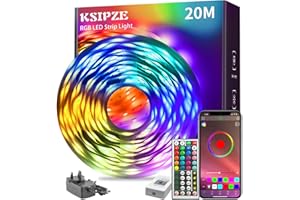 KSIPZE 20m Led Strip Lights RGB Music Sync Color Changing, Led Lights with Bluetooth App Remote Control, Flexible Led Lights for Bedroom Lighting Home Decoration