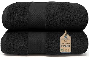 LEBENGOOD Juego de Toallas de Baño 100% Algodón Premium 550gsm | 2 Toallas Grandes (70x130 cm) | Suaves, Absorbentes y Resistentes | Set de Toallas de Ducha para Hogar, Hotel y Gym (2 70X130 Negro)