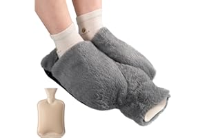 AGAKY Wärmflasche Füße,Wärmflasche 2L Wärmflaschen Naturkautschuk mit Deckel,Auslaufsichere wärmeflasche Zur Reinigung Abnehmbar,Wärmflasche Groß Geeignet Zum Warmhalten der Füße,Grau