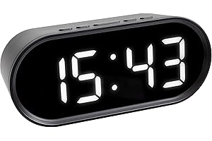 ‎TFA DOSTMANN TFA Dostmann Cyfrowy budzik ze światłami LED, 60.2025.01, w tym temperatura wewnętrzna, regulowany czas drzemki, plastik, 15 cm x 6,5 cm, czarny, 1 szt.