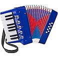 Accordion, 17 Keys Piano Accordion 8 Bass with Straps for Beginners Adults Student Educational Musical Instrument (Blue)
