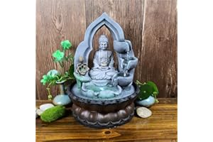 SURPRIZON Buddha Tabletop Waterfall Fountain Meditation Relaxing Indoor Decoration, Zen Fountain for Home, Office, Bedroom Decoration(Grey 1)