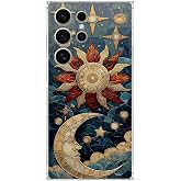 PrintiFy Samsung Galaxy S25 Ultra ile Uyumlu Vitray Sol ve Luna Tasarımlı Şeffaf Silikon Kılıf