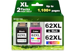 BAOYAN 62XL ersättning för HP 62 bläckpatroner svart och färgpatroner