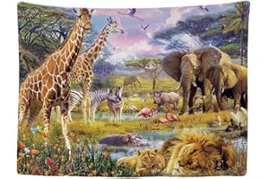 Ulticool - Tapestry Decoration Home - Safari Animal Nature Giraffe Elephant - 200 x 150 cm - Wall Towel Wall Hangings - Accessories for Bedroom Living Room Children's Room