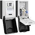 ENONEO Key Lock Box Wall Mounted with Light Up Dial, Large Key Storage Lock Box 4 Digit Combination Waterproof Large Key Safe High Security LockBox for Home Office Garage Outdoor
