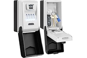 ENONEO Scatola con serratura a parete con quadrante luminoso, grande scatola di sicurezza per chiavi, combinazione a 4 cifre, impermeabile, grande cassaforte per chiavi, ad alta sicurezza, per casa