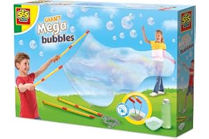 SES Creative 02323 Mega bubblor med XXL-stavar – skapa extra stora bubblor med praktiskt verktyg – inkluderar bubbellösning