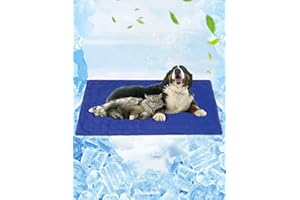 Vamcheer Kühlmatte Hunde Katzen Haustiere - Kühldecke Hundebett Für Grosse Hunde kleine Dog, Abkühlung Sommerr,Ungiftiges Gel Kühldecke,Geeignet Für Zuhause, Auto,Hundehütte Outdoor XXL 90x140/Blau