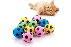 cobee Gąbkowe kulki dla kota, 10 sztuk 4 cm duże piłki dla kota pianka piłka nożna zabawka dla kota zabawka interaktywna piłka zabawka dla kota kociąta