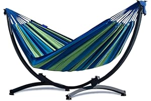 ‎POTENZA Potenza Hammock with Frame, Sturdy Frame 200 kg - 250 cm Balcony, Hammock 200 x 120 cm, Indoor Outdoor, Garden, Pool, Patio, Steel (Basic Frame Graphite, Green)