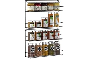 Bomclap Gewürzregal wand aus metall 4 tier hängend Küchenregal gewürzhalter für die Küchenschrank, küchenschranktüren, Deco, Arbeitsplatte, 40 x 11 x 28cm, Schwarz