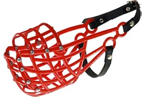 Don Pare Museau d'entraînement et de muselière Model 103 pour Chiens de Taille Moyenne avec Un Fouet à tête étroite en Rouge Muselière de Course et museau de Course par Amathings