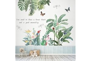 BUER HOMIE BuerHomie Adesivi Murali Piante Tropicali Verdi, Decorazione murale per Soggiorno, Camera da letto